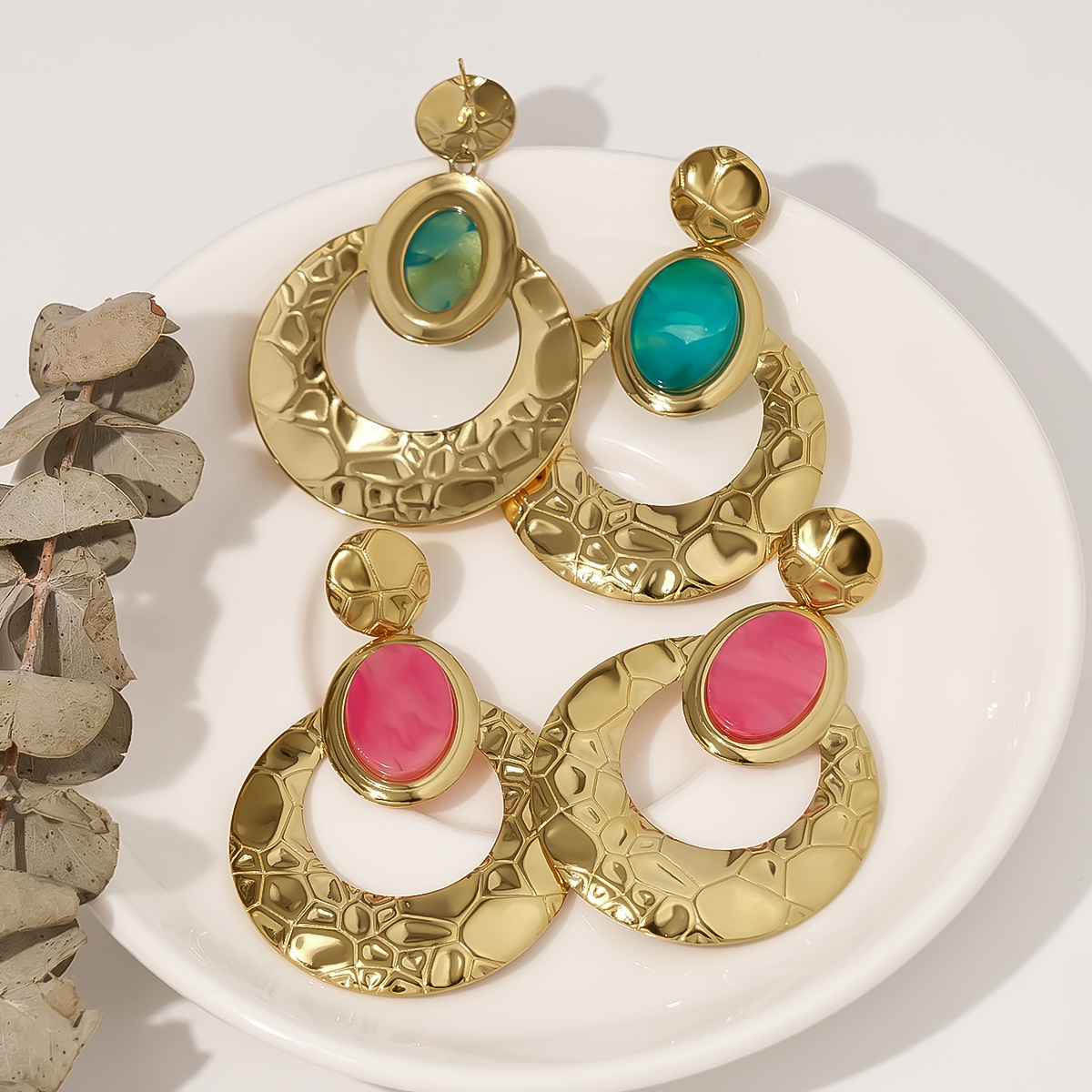 PVD Coated 18K Gold Real Gold Plated Round 304 Stainless Steel Retro Classic Style IG Style Waterproof Non Tarnish Drop Earrings