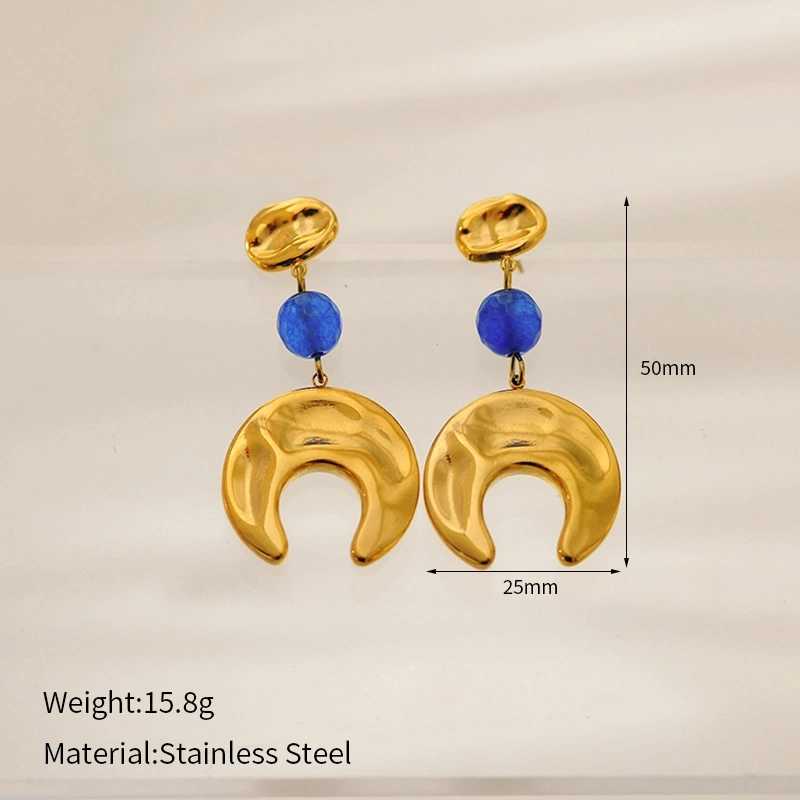 Ion Plating (IP) 14K Gold Plated Moon Flower Butterfly 304 Stainless Steel Elegant Glam Waterproof Non Tarnish Drop Earrings Ear Studs