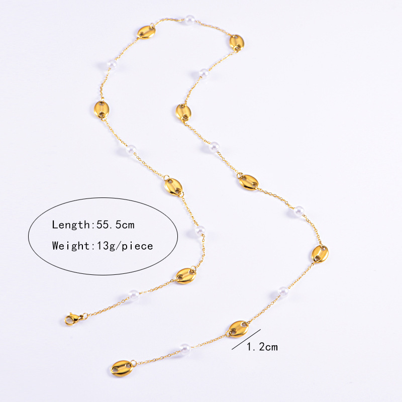 304 Stainless Steel Geometric PVD Coated 18K Real Gold Plated Vintage Style Classic Style Waterproof Non Tarnish Plating Cable Chain Necklace