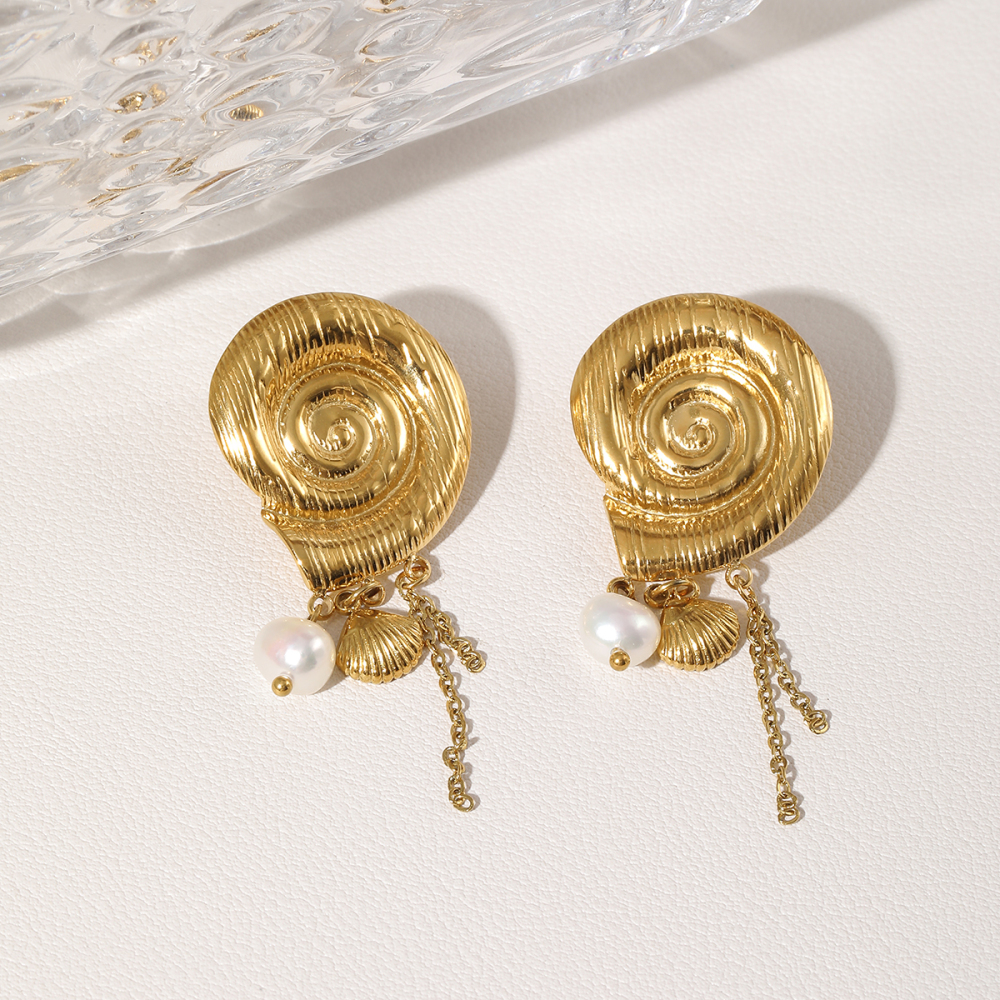 Ion Plating (IP) 18K Gold Plated Solid Color 304 Stainless Steel Vacation Beach Waterproof Non Tarnish Ear Studs