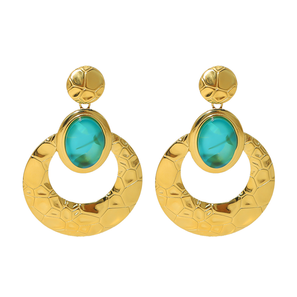 PVD Coated 18K Gold Real Gold Plated Round 304 Stainless Steel Retro Classic Style IG Style Waterproof Non Tarnish Drop Earrings