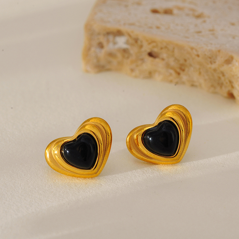 1 Pair Elegant Simple Style Heart Shape 304 Stainless Steel Drop Earrings Ear Studs
