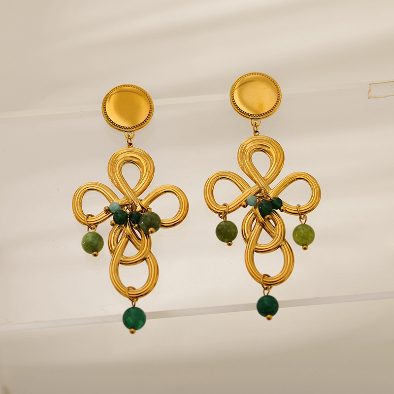 Ion Plating (IP) 14K Gold Plated Moon Flower Butterfly 304 Stainless Steel Elegant Glam Waterproof Non Tarnish Drop Earrings Ear Studs
