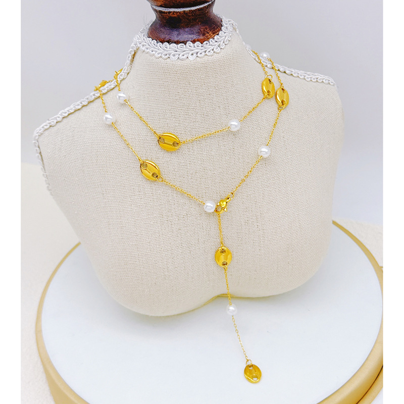304 Stainless Steel Geometric PVD Coated 18K Real Gold Plated Vintage Style Classic Style Waterproof Non Tarnish Plating Cable Chain Necklace