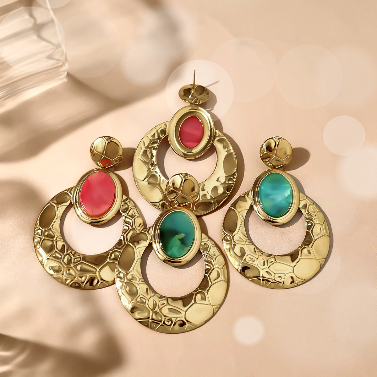 PVD Coated 18K Gold Real Gold Plated Round 304 Stainless Steel Retro Classic Style IG Style Waterproof Non Tarnish Drop Earrings