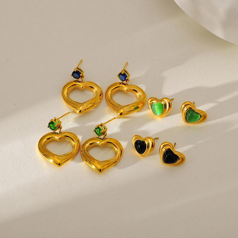 1 Pair Elegant Simple Style Heart Shape 304 Stainless Steel Drop Earrings Ear Studs
