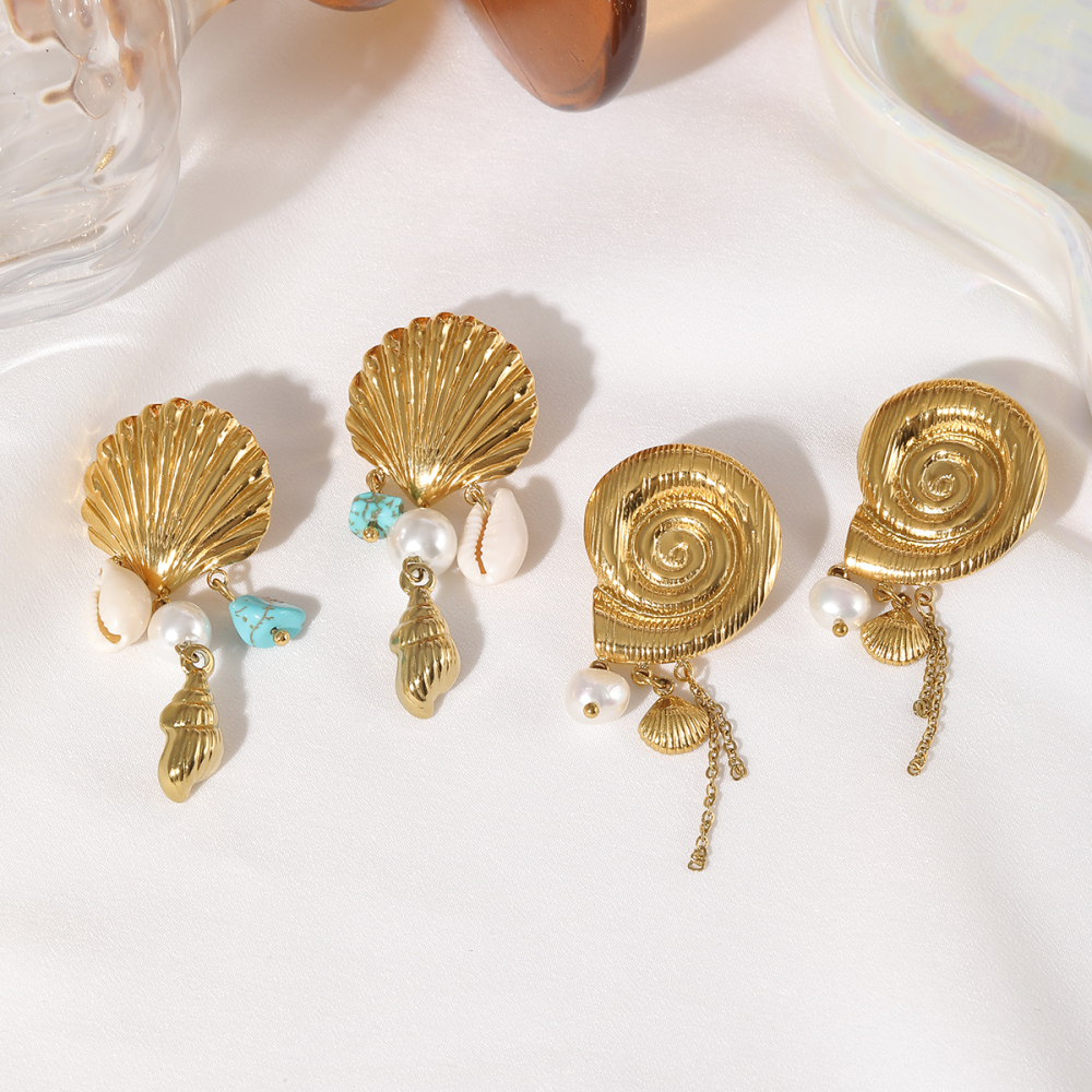 Ion Plating (IP) 18K Gold Plated Solid Color 304 Stainless Steel Vacation Beach Waterproof Non Tarnish Ear Studs