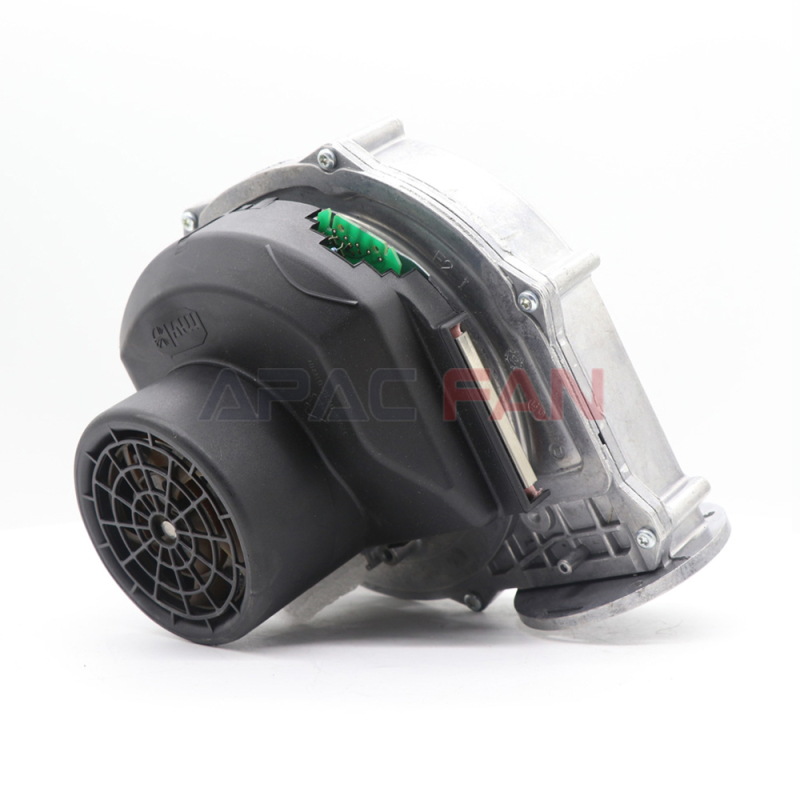 Side view showing the mounting flange and air outlet