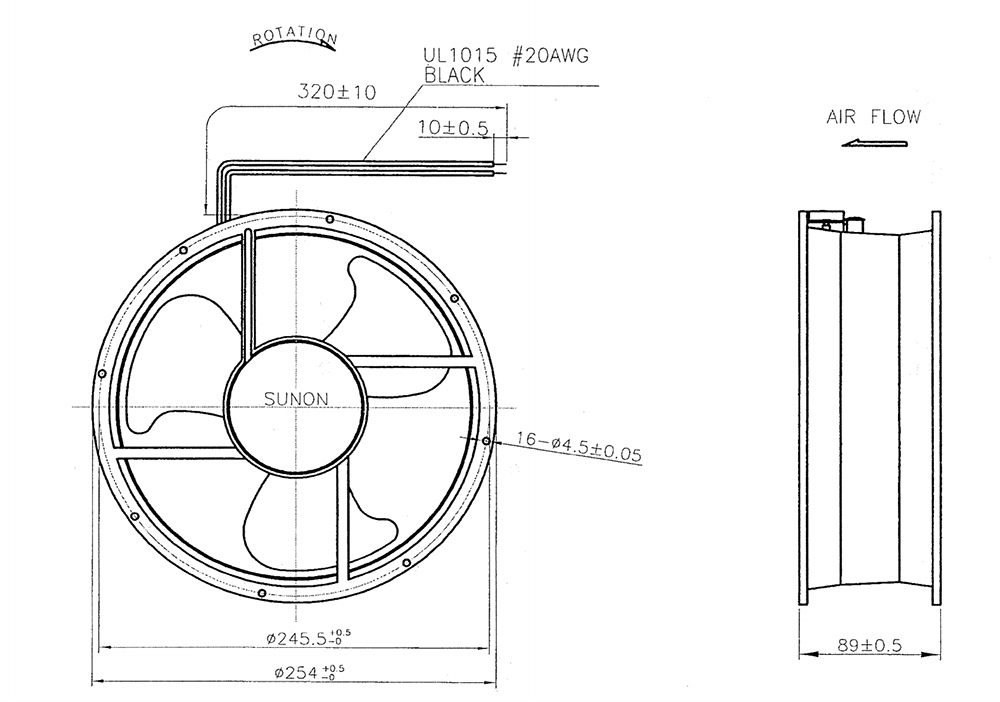Ventola Di Raffreddamento SUNON A2259-HBT TC.GN 220/240V – 25.4 Cm, 1400/1800 RPM, 23/30W, Nuova
