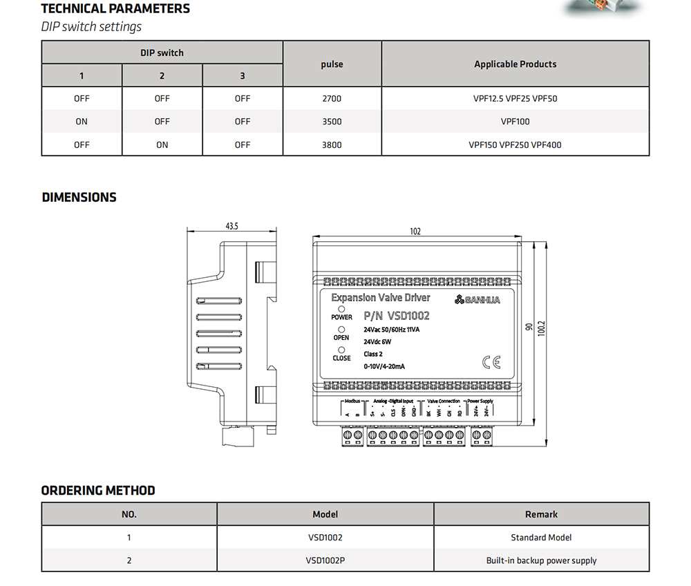 Universal Exv Driver VSD1002 Series Electronic Expansion Valve Driver