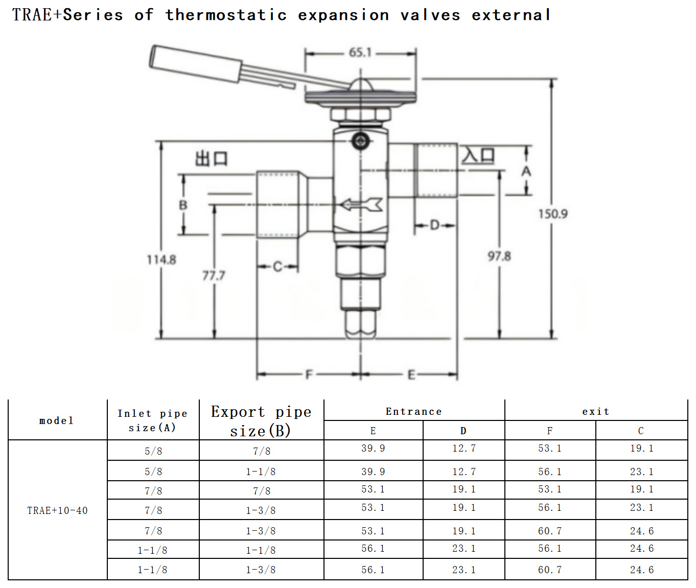 Emerson TRAE+20HC Thermostatic Expansion Valve 20 Tons 7