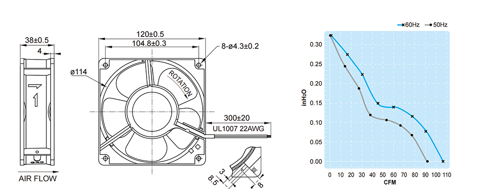 Dimensional Drawing of UF-12A23BTH