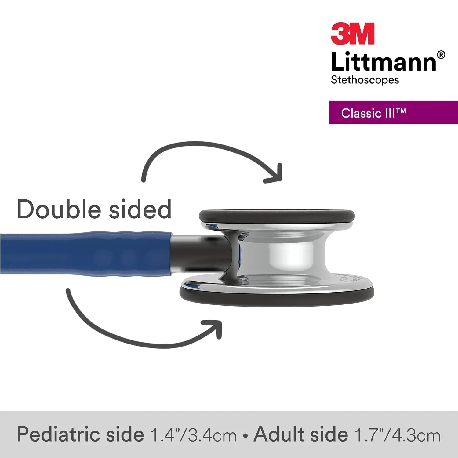 5863 3M Littmann Classic III Stethoscope, Mirror Chestpiece, Navy Blue Tube 27 inch