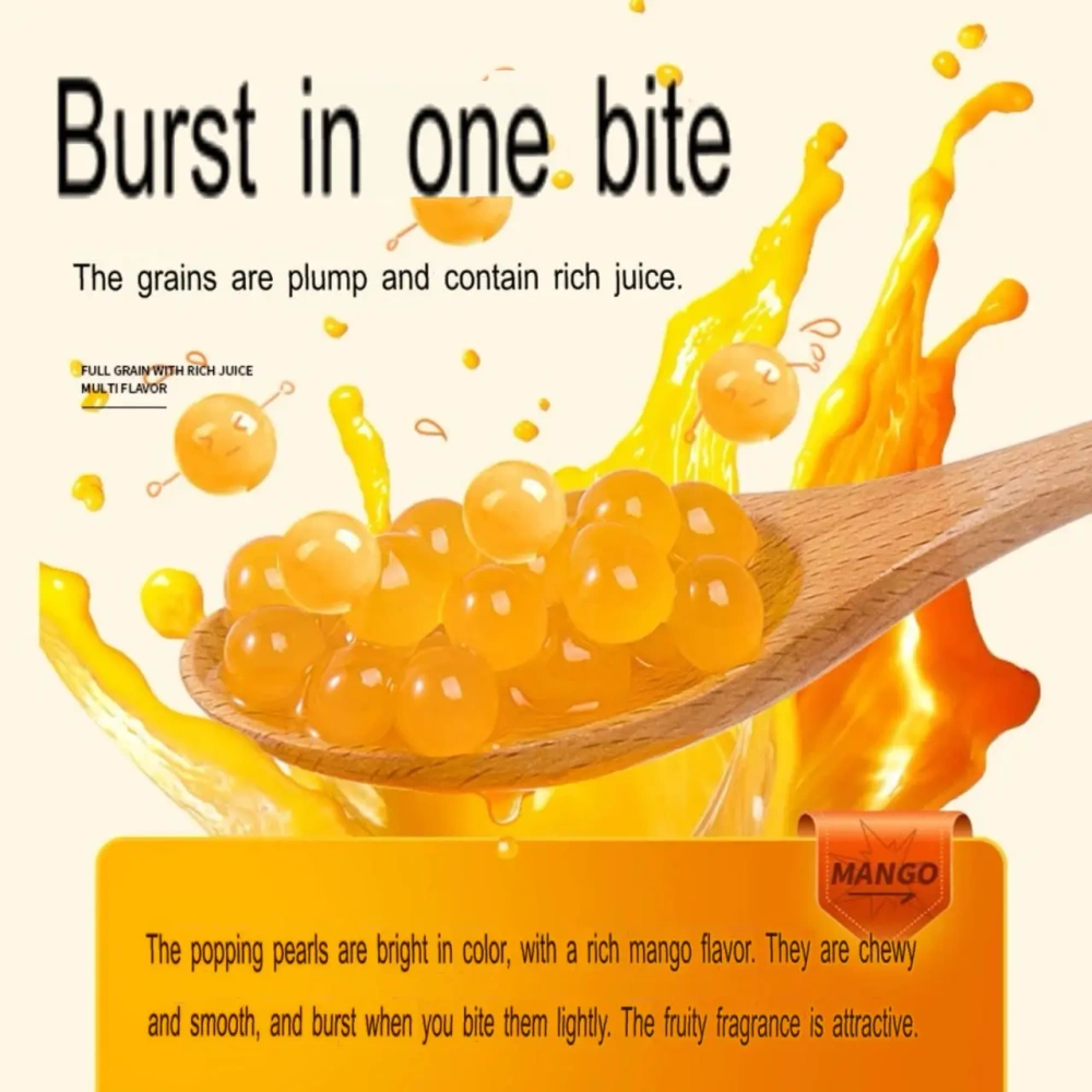 1.3 Kilograms of mango Flavor Burst Popa Pearl Burst Boba 12 Months From Chinese Milk Tea Raw Materials Supplier