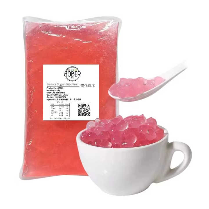 BOBER TEA Wholesale 1 kg Cherry Blossom Flavor Crystal Boba Bubble Tea Bubble Tea
