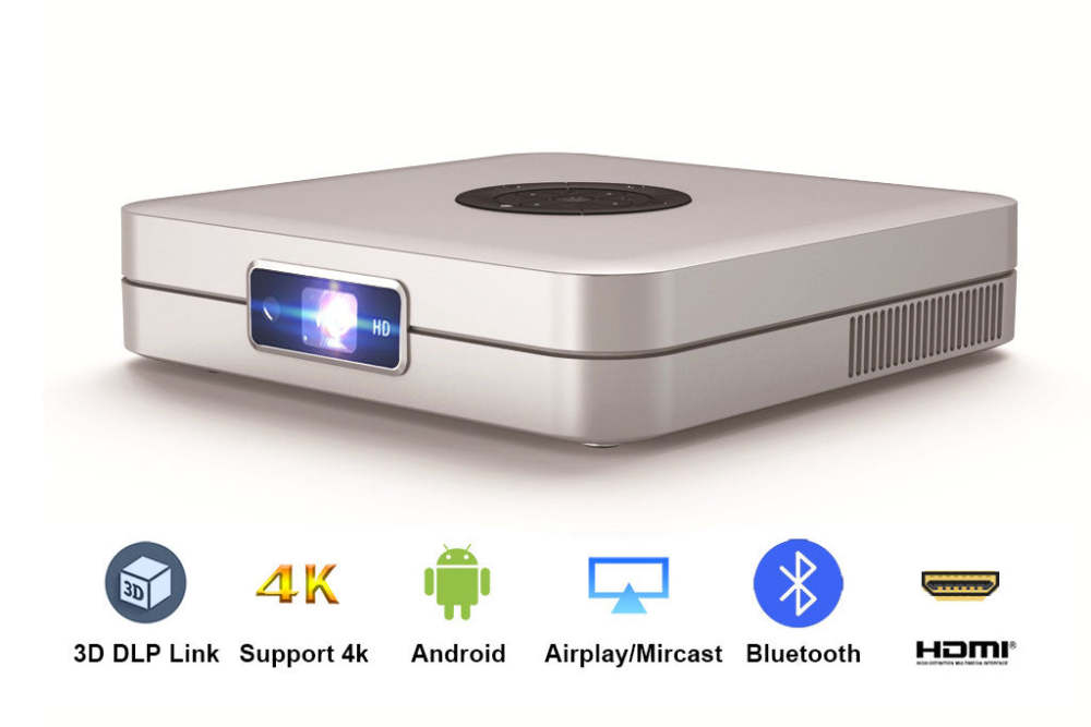 K1 Portable WiFi DLP Projector 400 Ansi Lumens Andriod 7.1 2GB + 32GB 100 Inch Picture