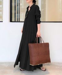 Women's Basic Loose Fit Long Sleeve Button Up Maxi Shirt Dress with Pockets,Dacheng Garments,Women's Basic Loose Fit Long Sleeve Button Up Maxi Shirt Dress with Pockets