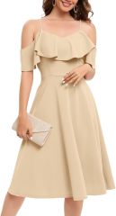 Womens Off Shoulder Summer Wedding Guest Dress Formal Cocktail Prom Graduation Homecoming A-line Midi Dress,Dacheng Garments,Women's Dress – wholesale clothing supplier