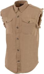 Men's Black Lightweight Denim Shirt with Frayed Cut Off Sleeveless,Dacheng Garments,Men's Black Lightweight Denim Shirt with Frayed Cut Off Sleeveless