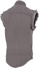Men's Black Lightweight Denim Shirt with Frayed Cut Off Sleeveless,Dacheng Garments,Men's Black Lightweight Denim Shirt with Frayed Cut Off Sleeveless