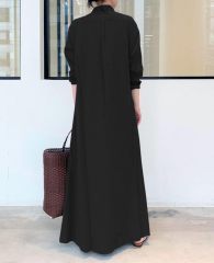 Women's Basic Loose Fit Long Sleeve Button Up Maxi Shirt Dress with Pockets,Dacheng Garments,Women's Basic Loose Fit Long Sleeve Button Up Maxi Shirt Dress with Pockets