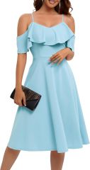 Womens Off Shoulder Summer Wedding Guest Dress Formal Cocktail Prom Graduation Homecoming A-line Midi Dress,Dacheng Garments,Women's Dress – wholesale clothing supplier