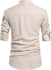 Men Henley Neck Long Sleeve Daily Look Linen Shirts,Dacheng Garments,Men Henley Neck Shirt – wholesale clothing manufacturer