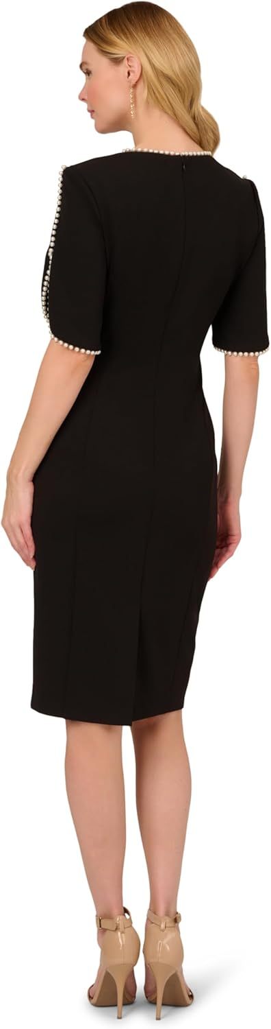 Women's Knit Crepe Pearl Midi Dress,Dacheng Garments,Women's Knit Crepe Pearl Midi Dress