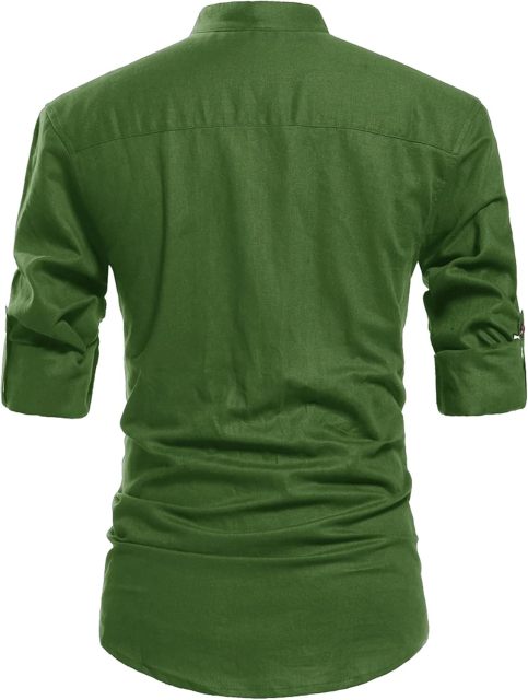 Men Henley Neck Long Sleeve Daily Look Linen Shirts,Dacheng Garments,Men Henley Neck Shirt – wholesale clothing manufacturer