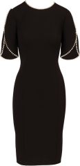Women's Knit Crepe Pearl Midi Dress,Dacheng Garments,Women's Knit Crepe Pearl Midi Dress