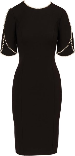 Women's Knit Crepe Pearl Midi Dress,Dacheng Garments,Women's Knit Crepe Pearl Midi Dress
