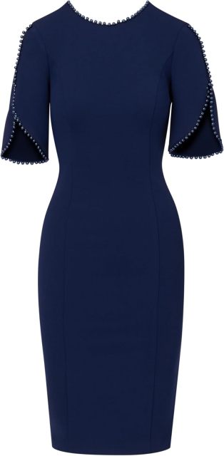 Women's Knit Crepe Pearl Midi Dress,Dacheng Garments,Women's Knit Crepe Pearl Midi Dress