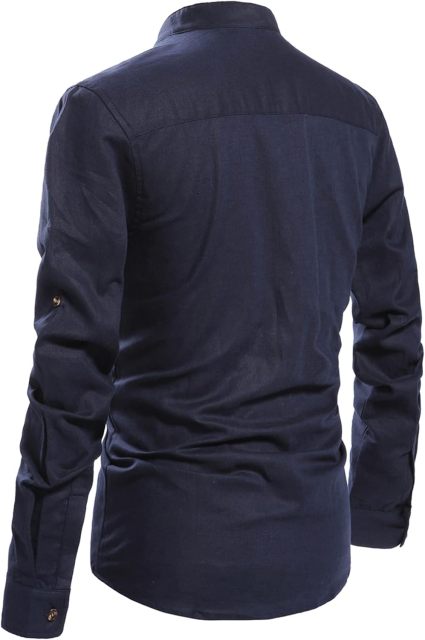 Men Henley Neck Long Sleeve Daily Look Linen Shirts,Dacheng Garments,Men Henley Neck Shirt – wholesale clothing manufacturer