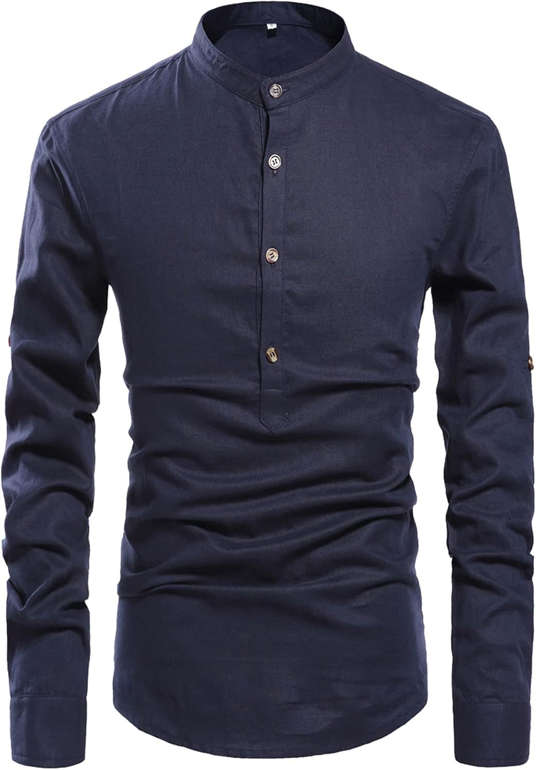 Men Henley Neck Long Sleeve Daily Look Linen Shirts,Dacheng Garments,Men Henley Neck Shirt – wholesale clothing manufacturer