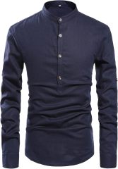 Men Henley Neck Long Sleeve Daily Look Linen Shirts,Dacheng Garments,Men Henley Neck Shirt – wholesale clothing manufacturer