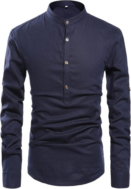 Men Henley Neck Long Sleeve Daily Look Linen Shirts,Dacheng Garments,Men Henley Neck Shirt – wholesale clothing manufacturer