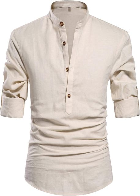 Men Henley Neck Long Sleeve Daily Look Linen Shirts,Dacheng Garments,Men Henley Neck Shirt – wholesale clothing manufacturer