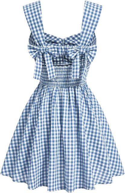 Women's Plaid Ruched Bust Sleeveless Vintage Bowknot Pleated Short Dresses,Dacheng Garments,Women's Plaid Ruched Bust Sleeveless Vintage Bowknot Pleated Short Dresses