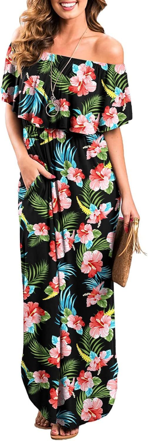Womens Off The Shoulder Ruffle Party Dresses Side Split Beach Maxi Dress,Dacheng Garments,Womens Off The Shoulder Ruffle Party Dresses Side Split Beach Maxi Dress