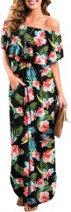 Womens Off The Shoulder Ruffle Party Dresses Side Split Beach Maxi Dress,Dacheng Garments,Womens Off The Shoulder Ruffle Party Dresses Side Split Beach Maxi Dress