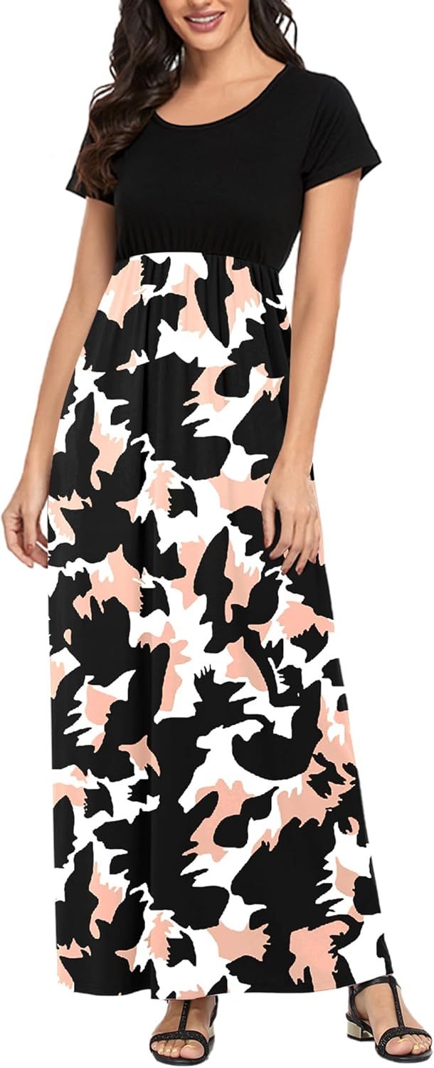 Womens Short Sleeve Maxi Dresses Empire Waist Long Dress,Dacheng Garments,Women's Short Sleeve Maxi Dresses – wholesale clothing supplier