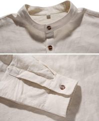 Men Henley Neck Long Sleeve Daily Look Linen Shirts,Dacheng Garments,Men Henley Neck Shirt – wholesale clothing manufacturer