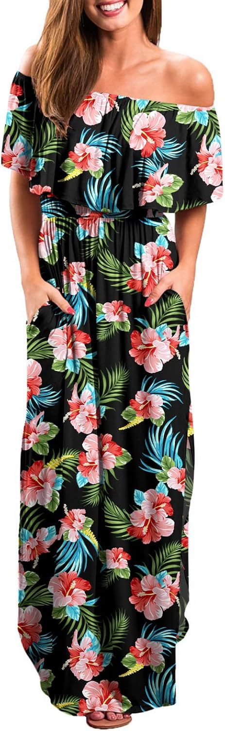 Womens Off The Shoulder Ruffle Party Dresses Side Split Beach Maxi Dress,Dacheng Garments,Womens Off The Shoulder Ruffle Party Dresses Side Split Beach Maxi Dress