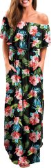 Womens Off The Shoulder Ruffle Party Dresses Side Split Beach Maxi Dress,Dacheng Garments,Womens Off The Shoulder Ruffle Party Dresses Side Split Beach Maxi Dress