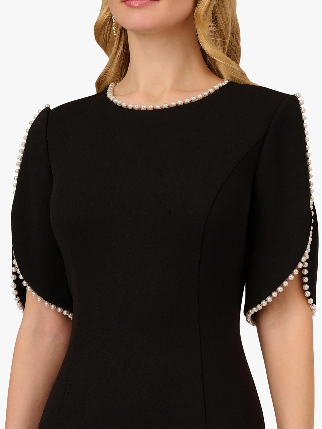 Women's Knit Crepe Pearl Midi Dress,Dacheng Garments,Women's Knit Crepe Pearl Midi Dress