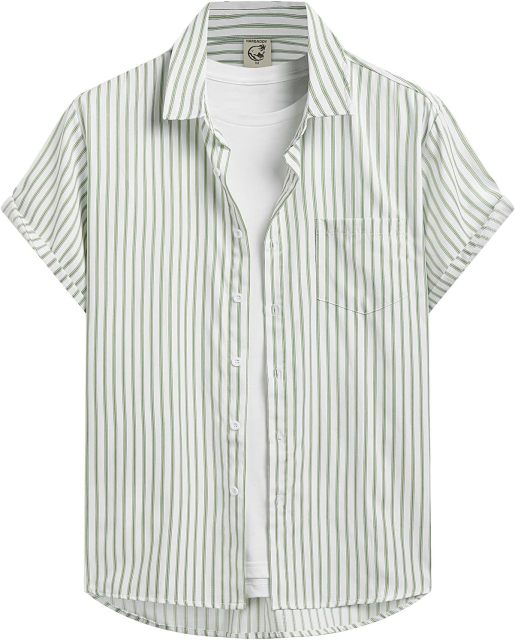 Men's Casual Striped Shirts Button Down Short Sleeve Blouse Summer,Dacheng Garments,Men’s Casual Striped Shirts – wholesale clothing manufacturer
