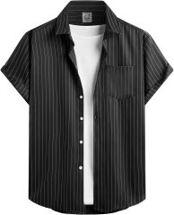 Men's Casual Striped Shirts Button Down Short Sleeve Blouse Summer,Dacheng Garments,Men’s Casual Striped Shirts – wholesale clothing manufacturer