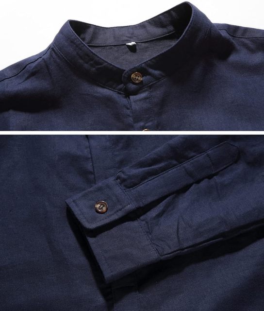 Men Henley Neck Long Sleeve Daily Look Linen Shirts,Dacheng Garments,Men Henley Neck Shirt – wholesale clothing manufacturer