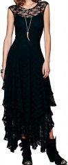 Womens Sleeveless Backless Asymmetrical Layered Lace Long Dress with Slip Two Pieces,Dacheng Garments,Womens Sleeveless Backless Asymmetrical Layered Lace Long Dress with Slip Two Pieces