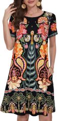 Summer Dresses for Women Casual Tshirt Short Sleeve Floral Sundress Beach Cover Ups with Pockets,Dacheng Garments,Summer Dresses for Women Casual Tshirt Short Sleeve Floral Sundress Beach Cover Ups with Pockets